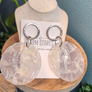 Sparkling Cloud Acrylic Disc Drop Earrings